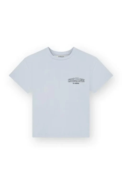 Homage T-shirt borstlogo light blue
