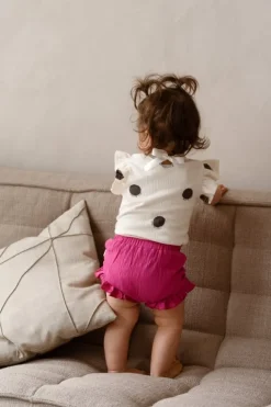 House of Jamie ruffled shorts berry